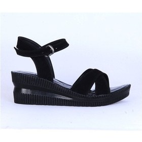 Resim Moda Ayakkabı 152 Ortopedik Süet 7cm Kadın Sandalet Ayakkabı Siyah 