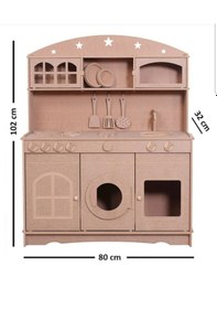 Resim Ahşap Mdf 3 Kapaklı Montessori Eğitici Oyuncak Mutfak Seti 