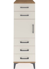 Resim Kronos Dolap Tek Raflı 5 Çekmeceli Tek Kapaklı 44x59x134 Çam-... Çam 