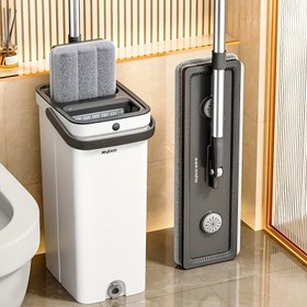 Resim Yükseltilmiş Mop ve Kova Seti, Twister ile Zemin Temizleme Mop, Twister ile Ev Mop ve Kova Seti, Uzun Saplı Duvar Mop Temizleyici, Düz Mop ve Kova Sistemi, Temizlik Malzemeleri, Temizlik Araçları 