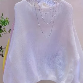 Resim Kadınlar İçin Limon Yeşili Kısa Kazak Ceket - Şık Yarı Şeffaf Hırka, Boncuk Detaylı Yaka, Yuvarlak Yaka Kısa Kollu Blazer, İlkbahar/Sonbahar Katmanlı Giyim, Gündelik ve Şık Kombinler İçin (Makinede Yıkanabilir) 