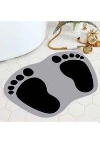 Resim Eco Concept Ayak İzi Kaymaz Taban Banyo Paspası Gri 