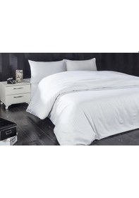 Resim Komfort Home Çizgili Pamuk Saten Yastık Kılıfı 2 Adet Beyaz 
