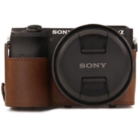 Resim MegaGear Sony Alpha A6600 18-135mm Suni Deri Fotoğraf Makinesi Kılıfı 