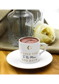 Resim Sevgililer Gününe Özel Tasarım İkili Porselen Türk Kahvesi Fincanı & Türk Kahvesi & Godiva Hediye Seti 