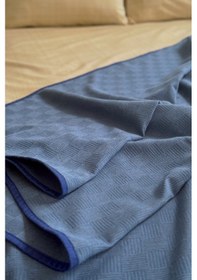 Resim Alla Turca Çift Kişilik Doğal Pamuk Pike İndigo 