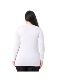 Resim Disentis Büyük Beden Bisiklet Yaka Uzun Kollu Viskon Beyaz Body Beyaz 