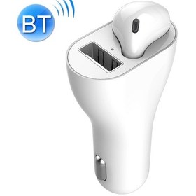 Resim Rv1 2'si 1 Arada 2.4a Usb Bağlantı Noktası Araç Şarj Cihazı Ve V5.0 Bluetooth Kulaklık, Ahizesiz Arama Desteği Sol Kulak Beyazı 