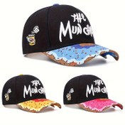 Resim Oyunbaz Donut & "THE MUNCH GANG" Nakışlı Ayarlanabilir Erkek Beyzbol Şapkası - Hafif Akrilik, Günlük Sokak Giyim Stili, Elde Yıkanabilir - Siyah, Mavi, Sarı, Pembe Renklerde Mevcut 