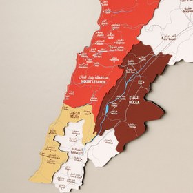 Resim Lübnan Haritası Ahşap Duvar Dekoru - UV Baskılı Çok Katmanlı Tasarım - 130x103 cm / Soil 