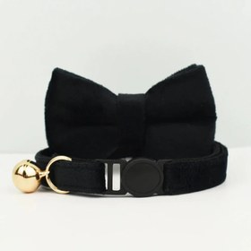 Resim Bow Tie Cat Collar Safety Bell Cat Collar - BLACK Leash + Bowtie / L 