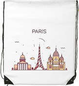 Resim DIYthinker Kadın Paris Fransız Düz Kent Simgesi Desenli İpli Sırt Çantası İnce Çizgiler Alışveriş Yaratıcı El Çantası Omuz Environ Tal Polyester Çanta 