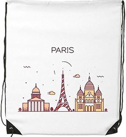 Resim DIYthinker Kadın Paris Fransız Düz Kent Simgesi Desenli İpli Sırt Çantası İnce Çizgiler Alışveriş Yaratıcı El Çantası Omuz Environ Tal Polyester Çanta 