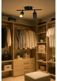 Resim Spoti 2'li Siyah Renk Gün Işığı Modern Tasarım Cafe - Mutfak - Banyo Spot Ledli Sıralı Avize Siyah 