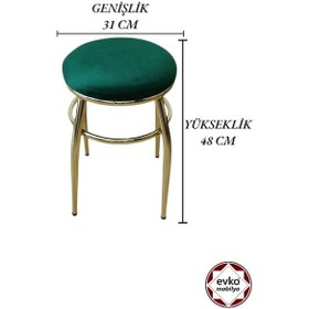 Resim Evko Mobilya Tabure, Bar Taburesi, 2'li Tabure, Gold Ayaklı-yeşil 
