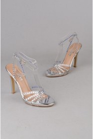 Resim SEÇ KUNDURA SEÇ 910 TAŞ DETAYLI ŞEFFAF ABİYE AYAKKABI GÜMÜŞ 