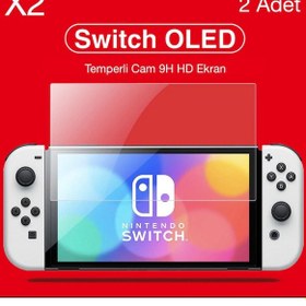 Resim Nintendo Switch Oled Temperli Cam Ekran Koruyucu 2 Adet 9H 