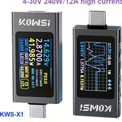 Resim POROMETISTO KWS-X1 Dijital Voltmetre DC 3.3-36V 0-12A Tip-C Akım & Gerilim Monitörü, HD IPS Ekranlı, 240W USB Test Cihazı, Hızlı Şarj Protokolü, Yüksek Güvenlikli, Endüstriyel/Atölye Kullanımı için USB Güçlü 
