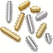 Resim 5 adet / Lot 2~6 İplik Alaşımlı Kaydırma Tüpü Kilitleme Tokaları Bağlantı Elemanı DIY Çoklu İplik Katmanlı Kolye Bilezik Takı Yapımı için 