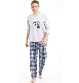Resim Tampap 2170 Baskılı Uzun Kol Erkek Pijama Takımı - Gri 