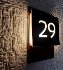 Resim Yönline Ahşap Görünümlü Dış Mekan Işıklı Numara 20 x 15 cm Wooden Serisi 