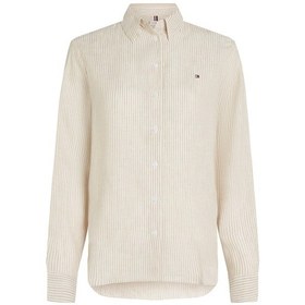 Resim Tommy Hilfiger Ess Lınen Relaxed Shırt Kadın Beyaz Gömlek - Ww0ww44679 Beyaz 