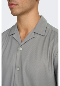 Resim Only & Sons Erkek Onskarı Rahat Kesim Kısa Kollu Çıt Çıt Düğmeli Gömlek 22032560 Gri Gri 