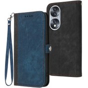 Resim Honor 70 Yan Toka Çift Katlı El Kayışı Deri Telefon Kılıfı 