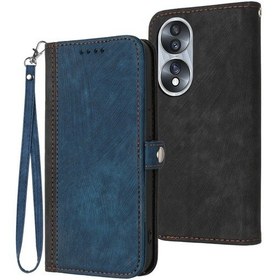 Resim Honor 70 Yan Toka Çift Katlı El Kayışı Deri Telefon Kılıfı 