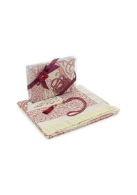 Resim Gelin Damat Bohçasına Uygun Hediyelik Kutulu İnci Tesbihli Çeyizlik Seccade Seti Kırmızı 001 