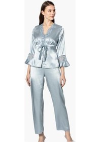 Resim Pierre Cardin 6'Lı Uzun Gecelik Sabahlık Set 6025 Mist Rengi (546534717) 