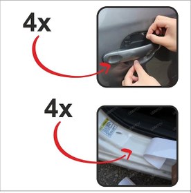 Resim Araç Kapı Kolu ve Kapı İçi Koruma Film Seti 8 Parça 