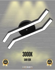 Resim Pesca Siyah Kasa, Sarı Işık Modern Plafonyer Led Avize Siyah 