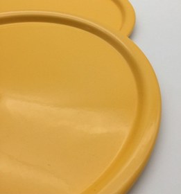 Resim 3'lü Siyah Yuvarlak Tepsi, Tek Kişilik Çay Ve Kahve İkramlık Servis Sunum Tepsisi 22cm, Çeyizlik Sarı 