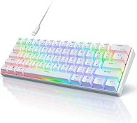 Resim Valkyrie Leaven K620 Blue Switch Mekanik Gaming Oyun Klavyesi RGB 61 Key Mavi Tuş Type-C Klavye Beyaz 