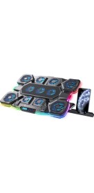 Resim Gameagle Eagle Vortex K11 Rgb 11 Fanlı 10 Rgb Modlu 9-17.3'' Notebook Soğutucu Stand Laptop Soğutucu 