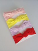 Resim swan butik Kız Çocuk Bebek Bandana Toka Seti 4'lü, Somon Sarı Lila Mavi Çizgili 