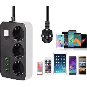 Resim Go İthalat 3 USB Li 3 Lü 1.8 M Akım Korumalı Priz (784) 