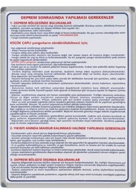 Resim 50X70 Alüminyum Çerçeve Deprem Sonrası Talimat Panosu 