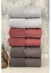 Resim Özdilek Ditsy El-yüz Havlusu 6 Adet-antrasit-mürdüm-gri Çok Renkli 