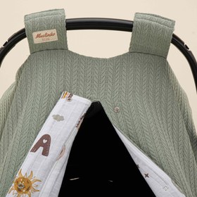 Resim Puset Örtüsü - Çift Taraflı - Koyu Yeşil Örgü - Galaksi ve Harfler 