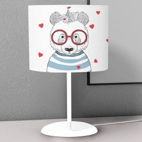 Resim instababyrooms Sevimli Gözlüklü Ayı Desenli Çocuk Odası Dijital Baskılı Çocuk Odası Masaüstü Abajur Avize 
