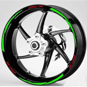 Resim Motosiklet Jant Şeridi Yeşil Reflektifli Pcx Kırmızı Yazılı Sağ-sol/ön-arka-85 