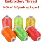 Resim 6 Makara Neon Floresan Polyester Nakış İpliği - Her Makarada 1005.84 Metre, Yüksek Dayanımlı Düşük Çekme, 120D/2 Brother Babylock Janome Singer Pfaff Husqvaran Bernina Dikiş Makineleri İçin, Dikiş Makinesi İpliği, El Sanatları Malzemeleri, Canlı Renkler 