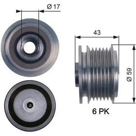 Resim Gates Oap7112 Alternator Kasnagi 1229258 1255712 1477737 