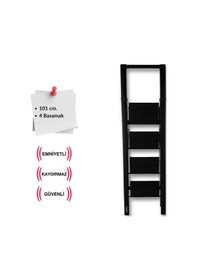 Resim Endokon Tutma Kollu Şık Alüminyum Merdiven 4 Basamaklı - Geniş Basamak, Kalın Profil 