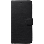 Resim Huawei Y6 2019 Kılıf Fabric Book Wallet Siyah Microsonic