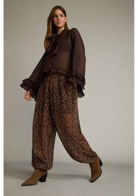 Resim Defacto Relax Fit Normal Bel Leopar Desenli Şifon Pantolon G5653ax25wnbn306 Kahve-bn306 