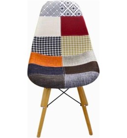 Resim T.conept Renkli Patchwork Sandalye Ahşap Ayaklı 