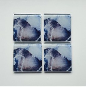 Resim Decorita Cam Bardak Altlığı Ocean Desen 4'lü Takım 10 x 10 CM Çok Renkli 
